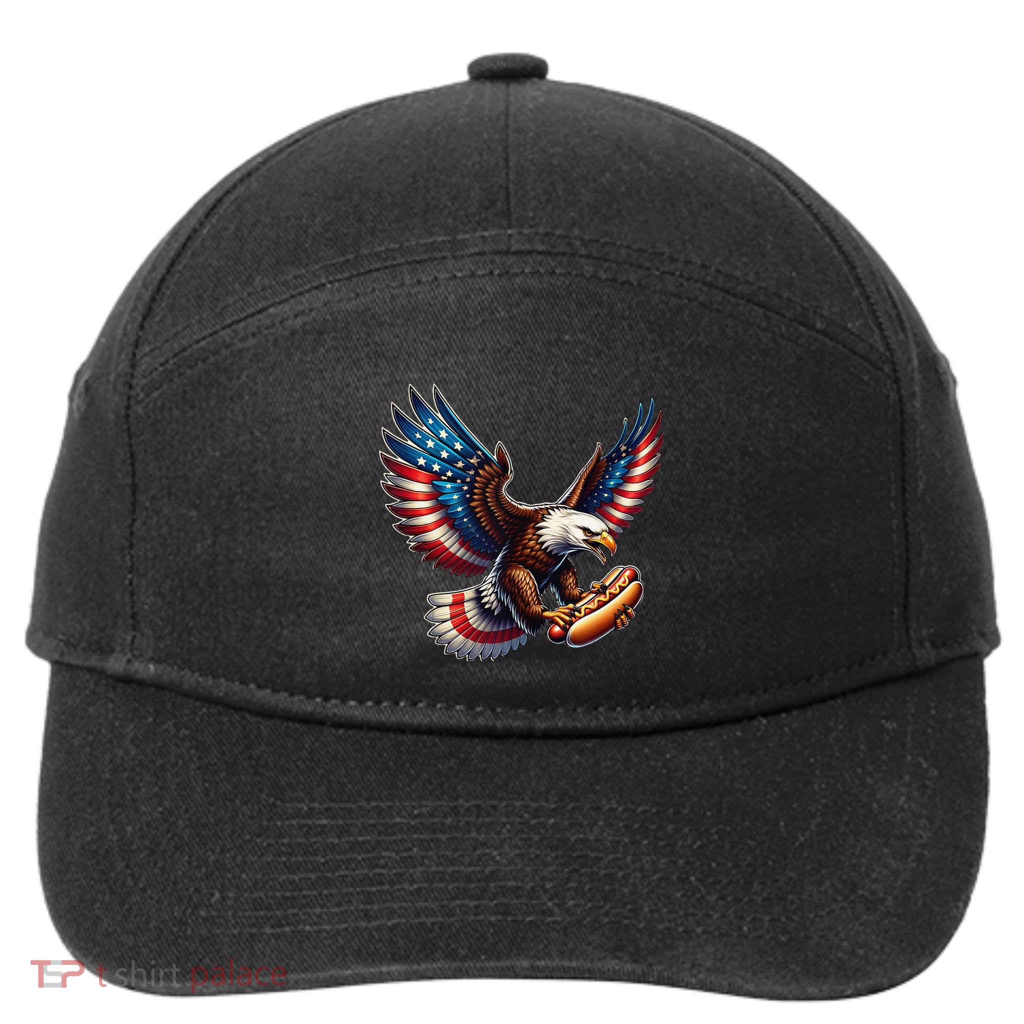 Retro Bald Eagle Hotdog American Flag 4th Of July Patriotic 7-Panel Snapback Hat