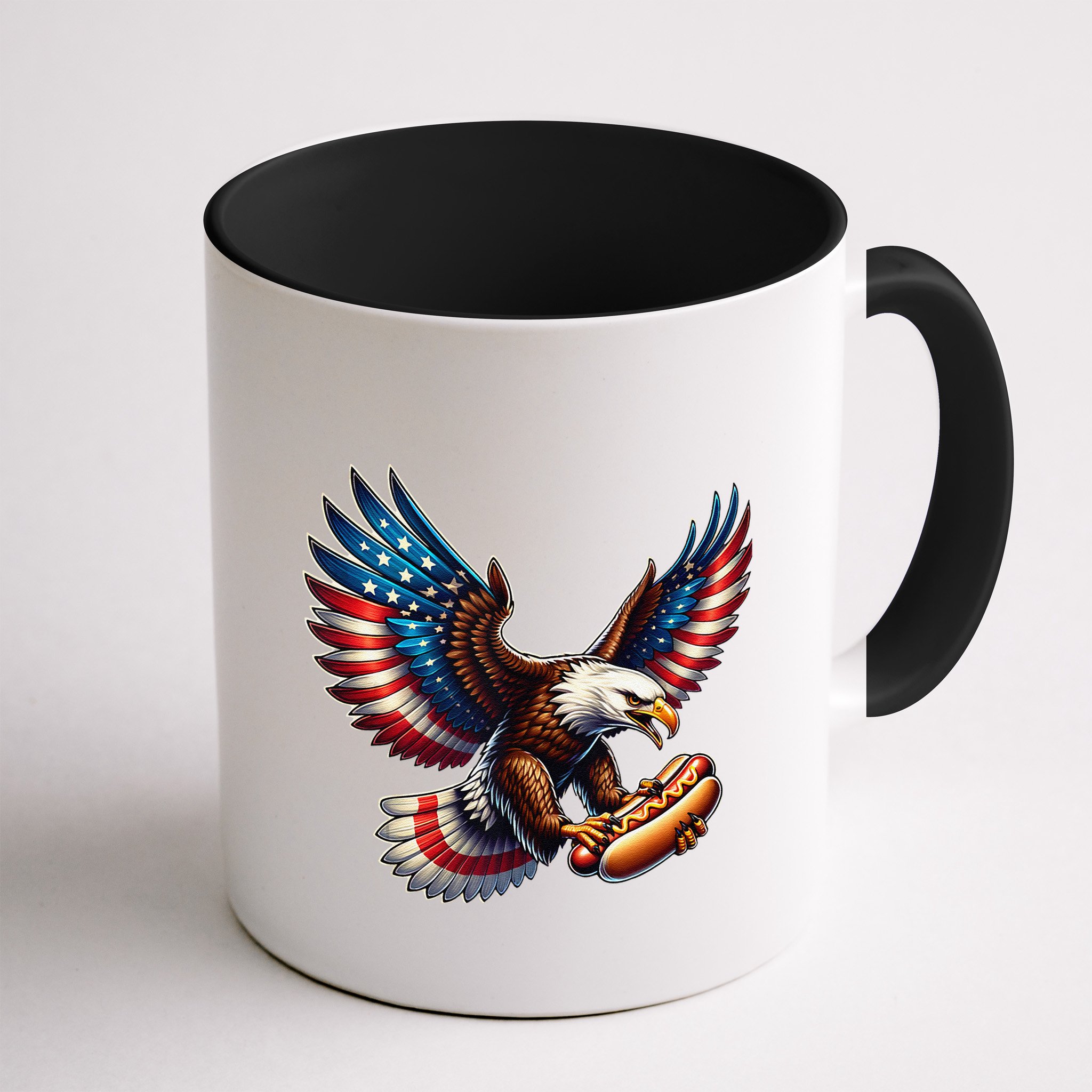 Retro Bald Eagle Hotdog American Flag 4th Of July Patriotic Mug