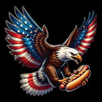 Retro Bald Eagle Hotdog American Flag 4th Of July Patriotic Drawstring Bag