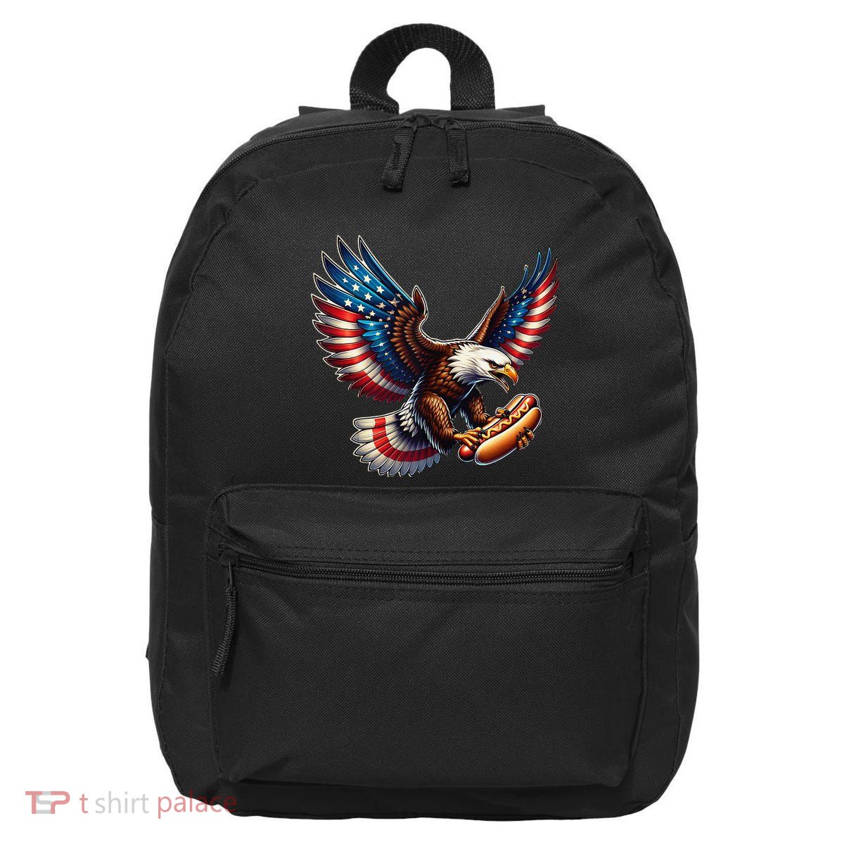 Retro Bald Eagle Hotdog American Flag 4th Of July Patriotic 16 in Basic Backpack