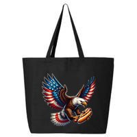 Retro Bald Eagle Hotdog American Flag 4th Of July Patriotic 25L Jumbo Tote