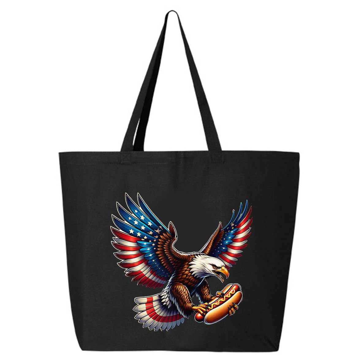 Retro Bald Eagle Hotdog American Flag 4th Of July Patriotic 25L Jumbo Tote