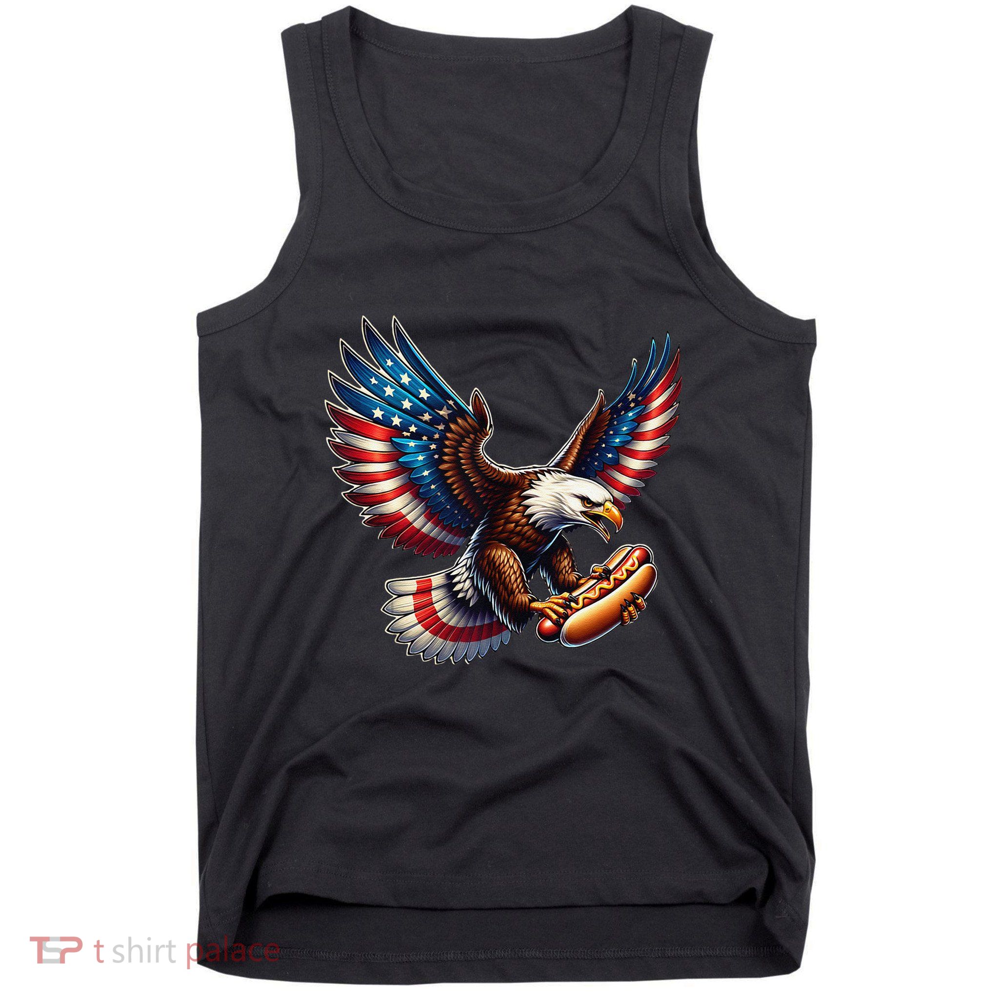 Retro Bald Eagle Hotdog American Flag 4th Of July Patriotic Tank Top