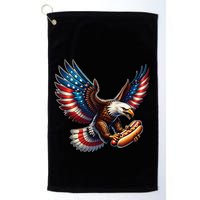 Retro Bald Eagle Hotdog American Flag 4th Of July Patriotic Golf Towel