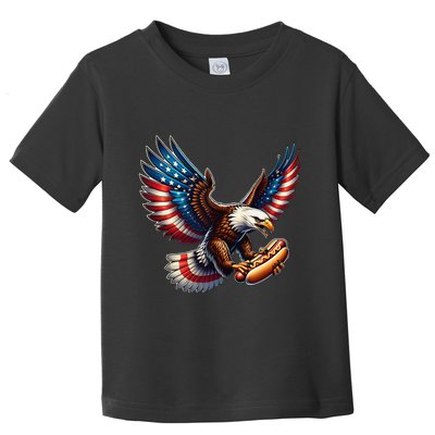 Retro Bald Eagle Hotdog American Flag 4th Of July Patriotic Toddler T-Shirt