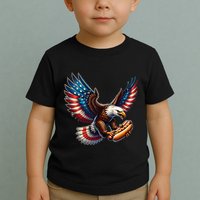 Retro Bald Eagle Hotdog American Flag 4th Of July Patriotic Toddler T-Shirt