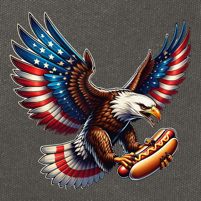 Retro Bald Eagle Hotdog American Flag 4th Of July Patriotic Cotton Canvas Backpack