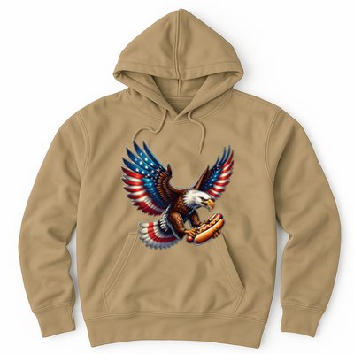 Retro Bald Eagle Hotdog American Flag 4th Of July Patriotic Hoodie