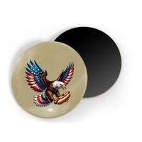 Retro Bald Eagle Hotdog American Flag 4th Of July Patriotic Magnet