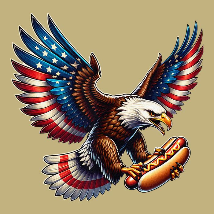 Retro Bald Eagle Hotdog American Flag 4th Of July Patriotic Magnet