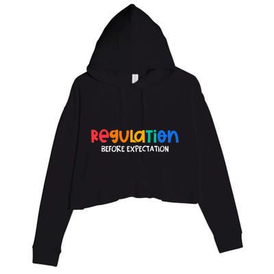 Regulation Before Expectation Autism Awareness Crop Fleece Hoodie