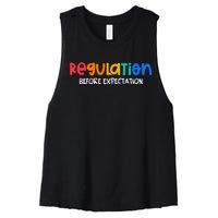 Regulation Before Expectation Autism Awareness Women's Racerback Cropped Tank