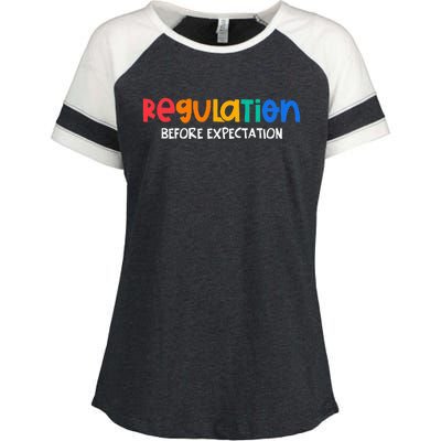 Regulation Before Expectation Autism Awareness Enza Ladies Jersey Colorblock Tee