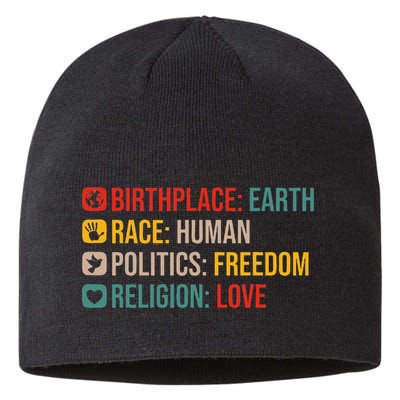 Retro Birthplace Earth Race Human Politics Freedom Positive Sustainable Beanie