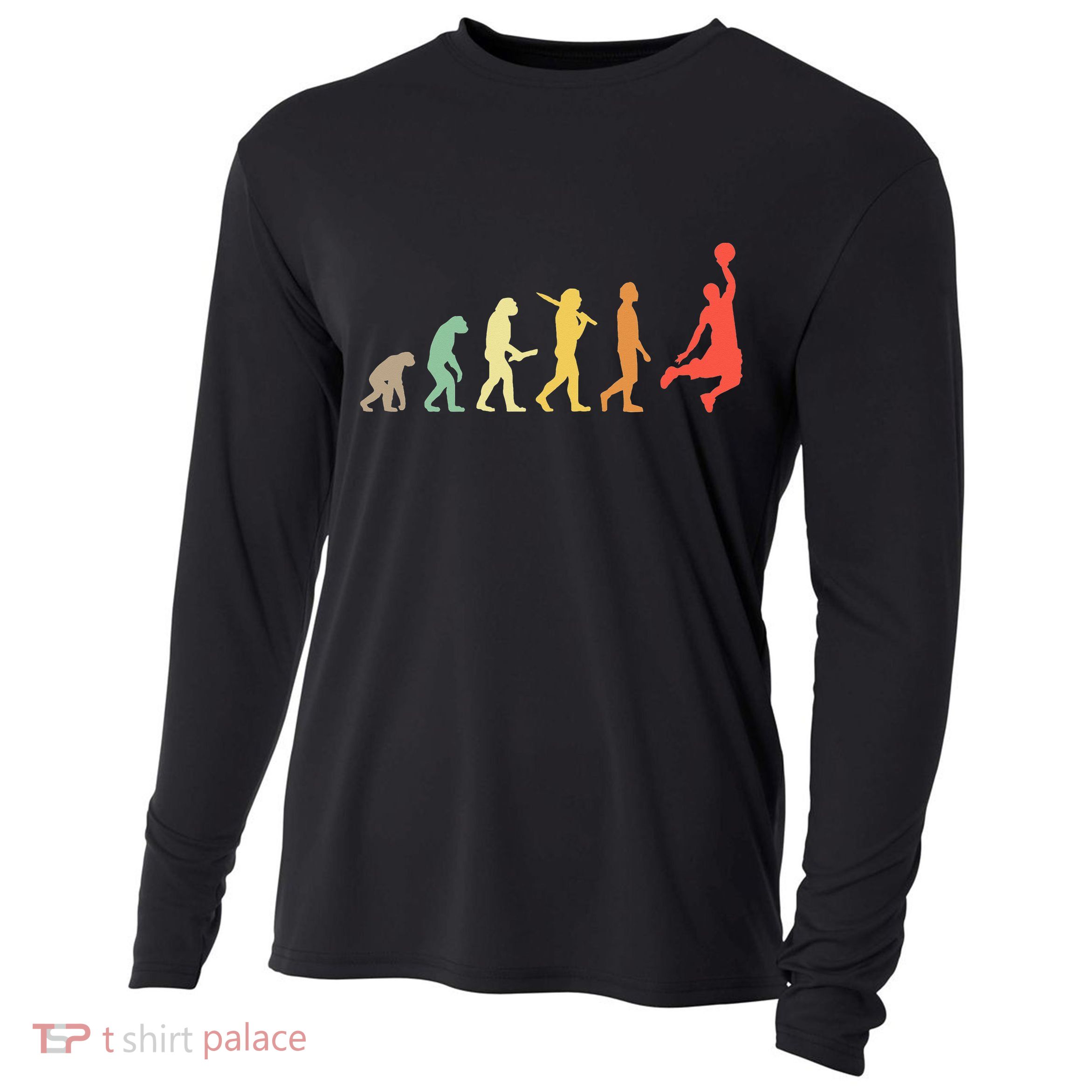 Retro Basketball Evolution Gift For Basketball Players Cooling Performance Long Sleeve Crew