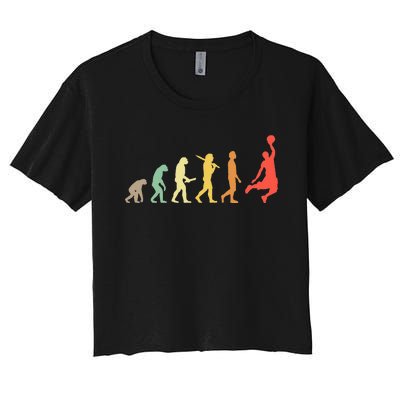 Retro Basketball Evolution Gift For Basketball Players Women's Crop Top Tee