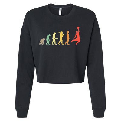 Retro Basketball Evolution Gift For Basketball Players Cropped Pullover Crew