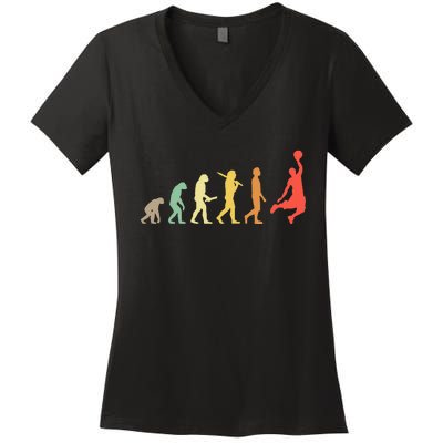 Retro Basketball Evolution Gift For Basketball Players Women's V-Neck T-Shirt