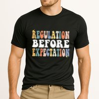 Regulation Before Expectation Groovy SPED Teacher OT Therapy Cooling Performance Crew T-Shirt
