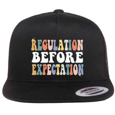 Regulation Before Expectation Groovy SPED Teacher OT Therapy Flatbill Hat