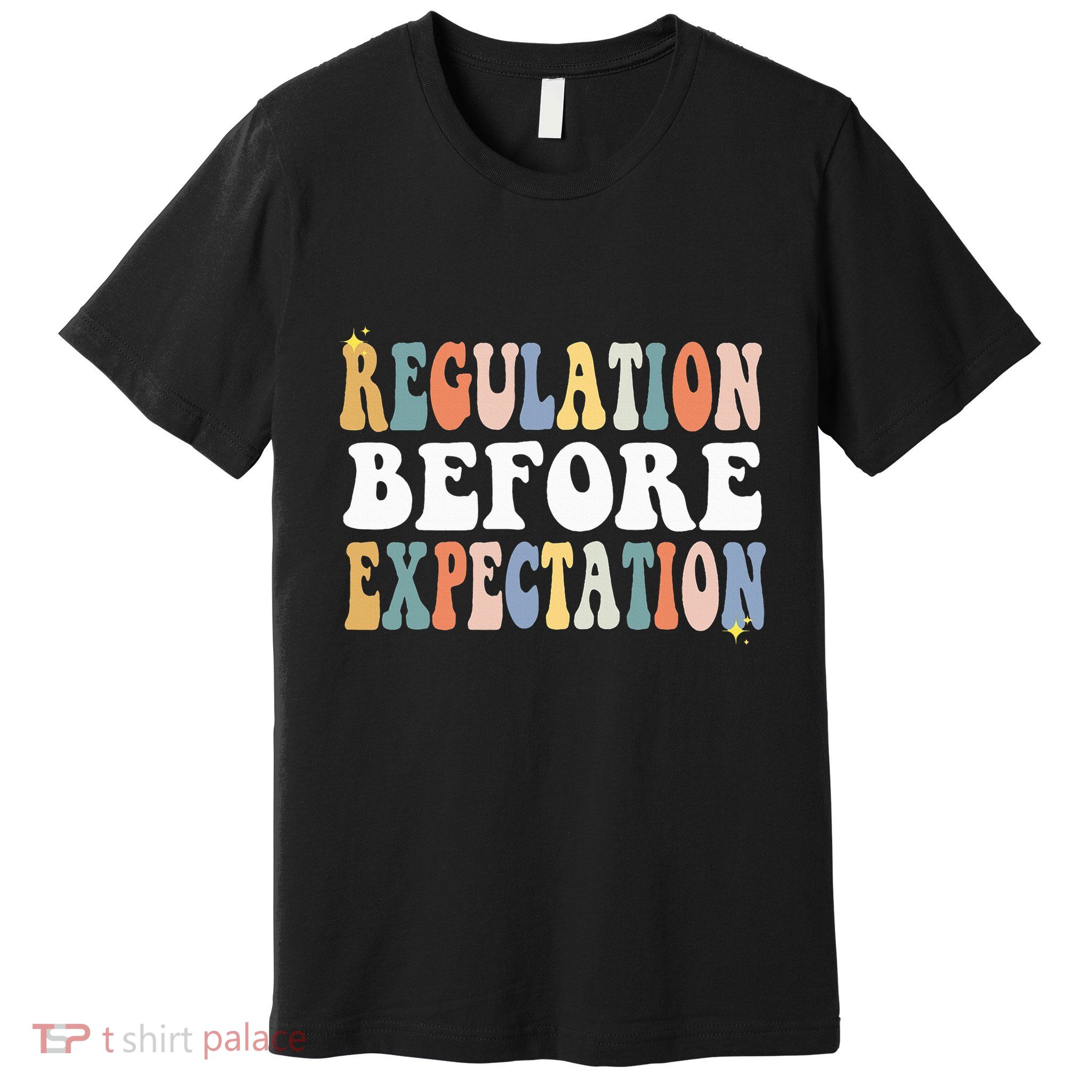 Regulation Before Expectation Groovy SPED Teacher OT Therapy Premium T-Shirt