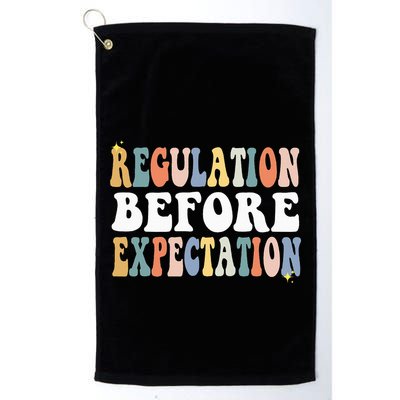 Regulation Before Expectation Groovy SPED Teacher OT Therapy Golf Towel