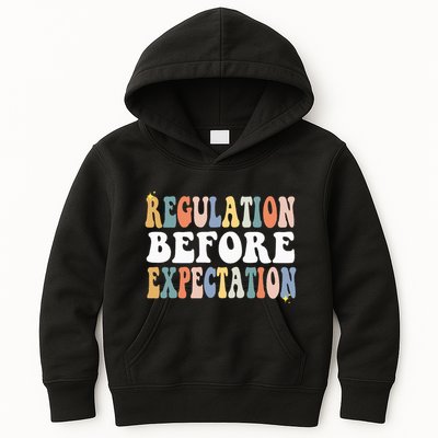 Regulation Before Expectation Groovy SPED Teacher OT Therapy Kids Hoodie
