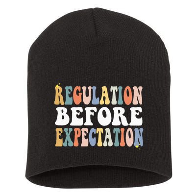 Regulation Before Expectation Groovy SPED Teacher OT Therapy Short Acrylic Beanie
