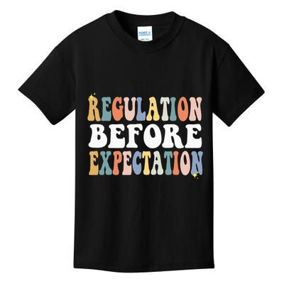 Regulation Before Expectation Groovy SPED Teacher OT Therapy Kids T-Shirt