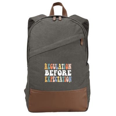 Regulation Before Expectation Groovy SPED Teacher OT Therapy Cotton Canvas Backpack