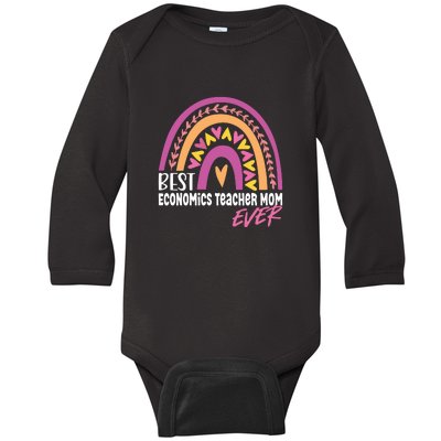 Rainbow Best Economics Teacher Mom Ever Mother's Day Baby Long Sleeve Bodysuit