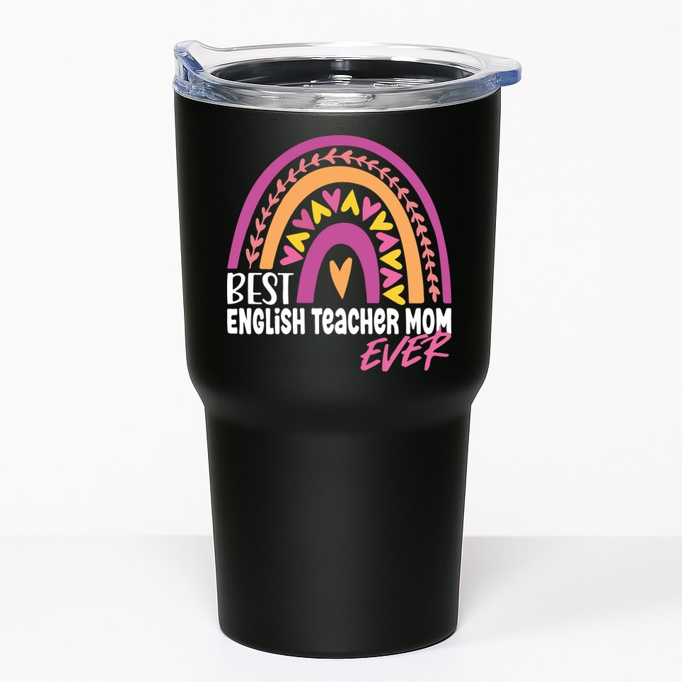 Rainbow Best English Teacher Mom Ever Mother's Day Tumbler