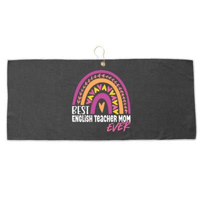 Rainbow Best English Teacher Mom Ever Mother's Day Large Microfiber Waffle Golf Towel