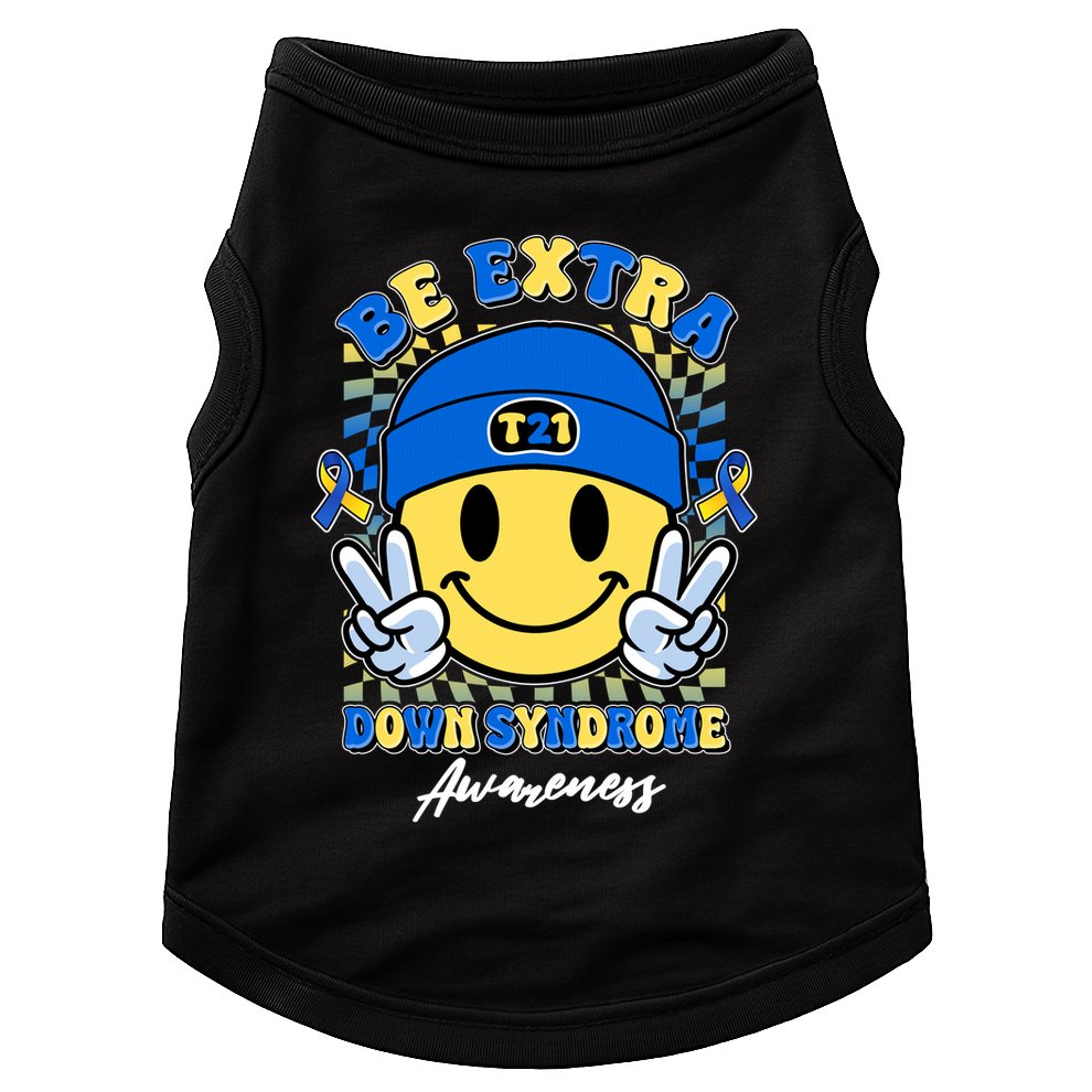 Retro Be Extra Down Syndrome Awareness Smiley Emoji Doggie Tank