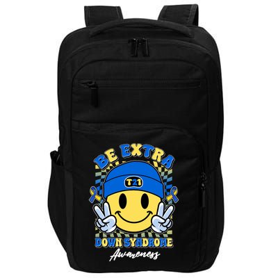 Retro Be Extra Down Syndrome Awareness Smiley Emoji Impact Tech Backpack