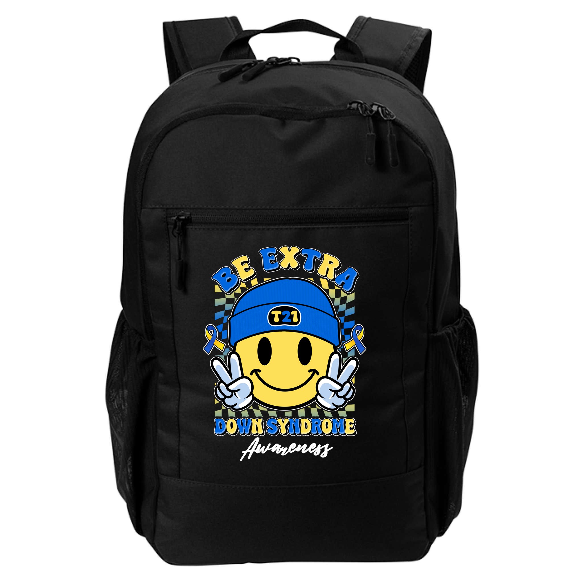 Retro Be Extra Down Syndrome Awareness Smiley Emoji Backpack