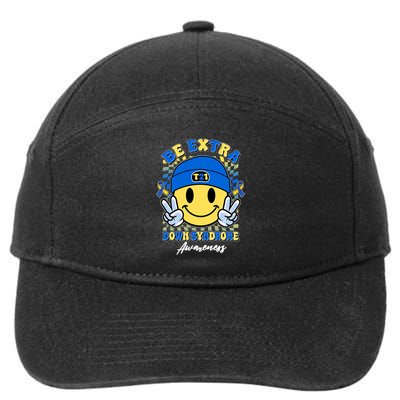 Retro Be Extra Down Syndrome Awareness Smiley Emoji 7-Panel Snapback Hat