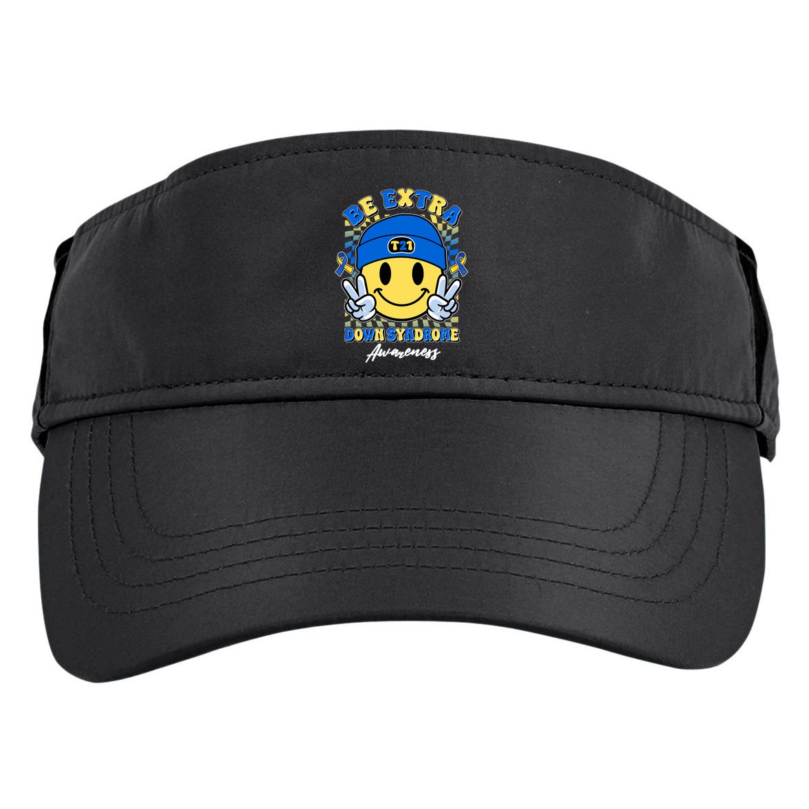 Retro Be Extra Down Syndrome Awareness Smiley Emoji Adult Drive Performance Visor