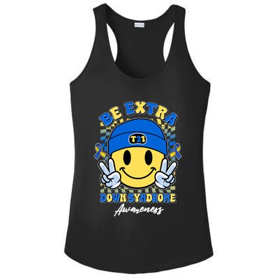 Retro Be Extra Down Syndrome Awareness Smiley Emoji Ladies PosiCharge Competitor Racerback Tank
