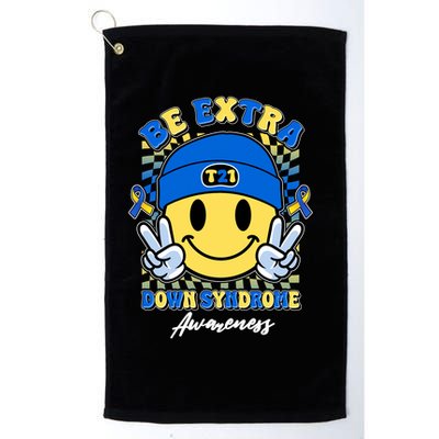 Retro Be Extra Down Syndrome Awareness Smiley Emoji Golf Towel