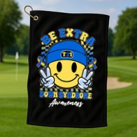 Retro Be Extra Down Syndrome Awareness Smiley Emoji Golf Towel