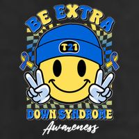 Retro Be Extra Down Syndrome Awareness Smiley Emoji Golf Towel