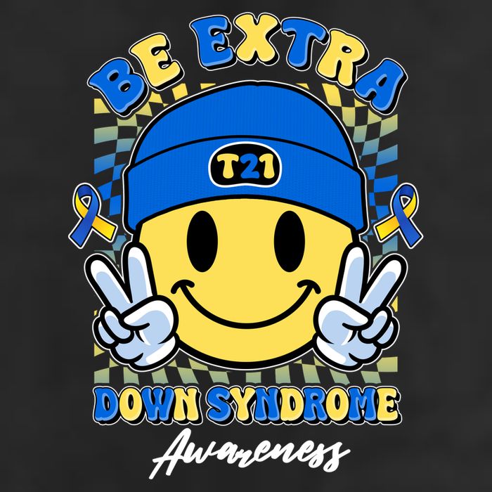 Retro Be Extra Down Syndrome Awareness Smiley Emoji Golf Towel