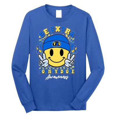 Retro Be Extra Down Syndrome Awareness Smiley Emoji Long Sleeve Shirt