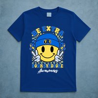 Retro Be Extra Down Syndrome Awareness Smiley Emoji T-Shirt