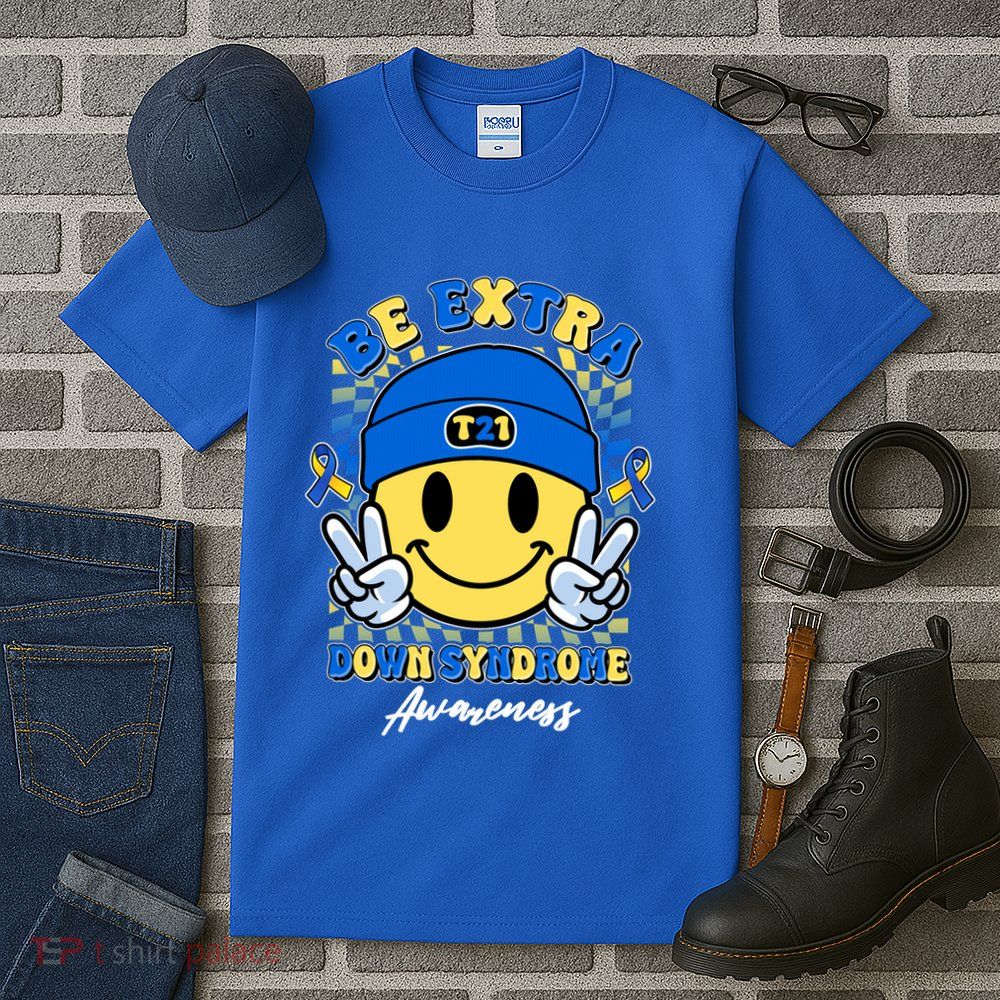 Retro Be Extra Down Syndrome Awareness Smiley Emoji Tall T-Shirt