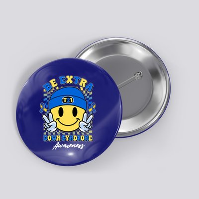 Retro Be Extra Down Syndrome Awareness Smiley Emoji Button