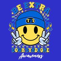 Retro Be Extra Down Syndrome Awareness Smiley Emoji 16 in Basic Backpack