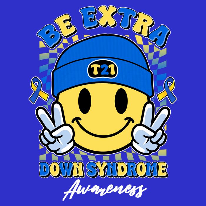 Retro Be Extra Down Syndrome Awareness Smiley Emoji 16 in Basic Backpack