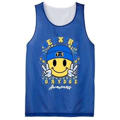 Retro Be Extra Down Syndrome Awareness Smiley Emoji Mesh Reversible Basketball Jersey Tank